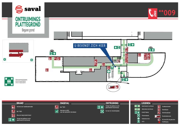 Voorbeeld van een ontruimingsplattegrond